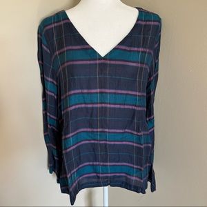 Bell Sleeve Plaid Blouse
